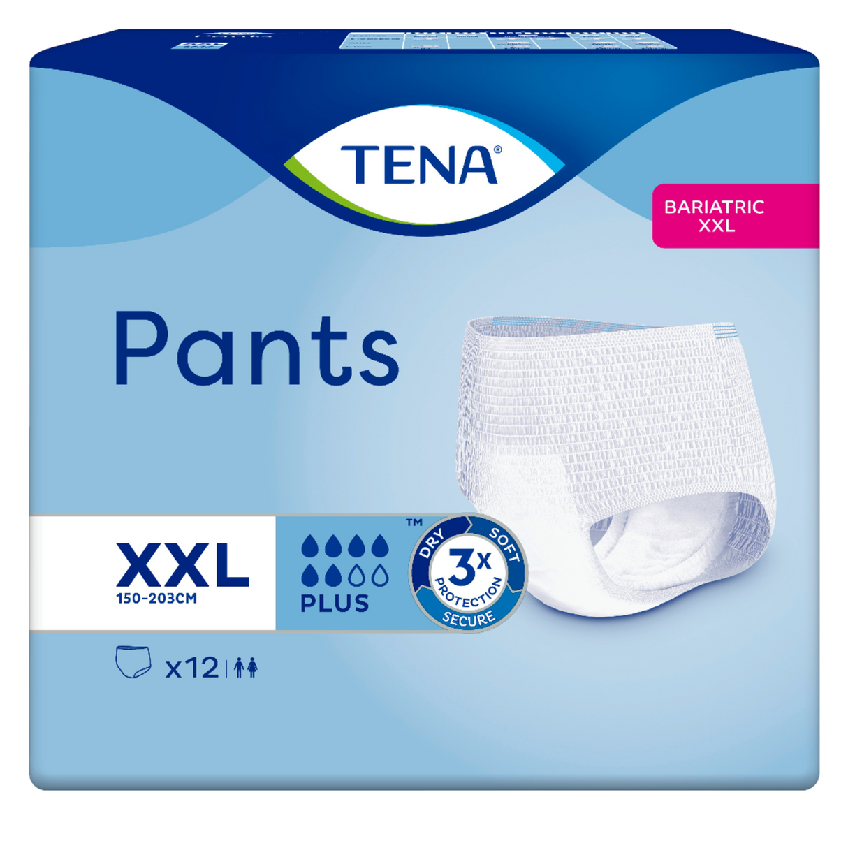 Présentation du produit Tena Pants Plus XXL avec le packaging