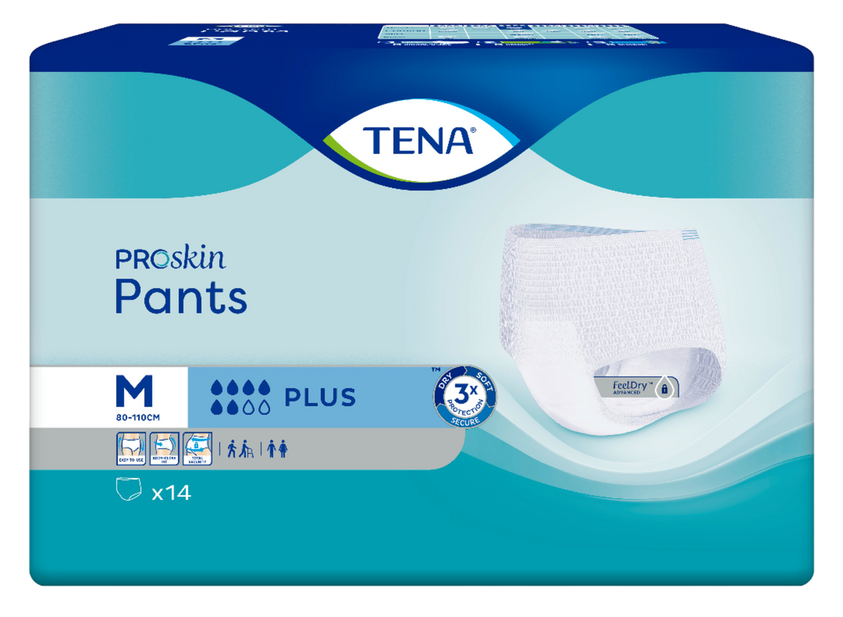 Présentation du produit Tena Pants Plus M avec le packaging