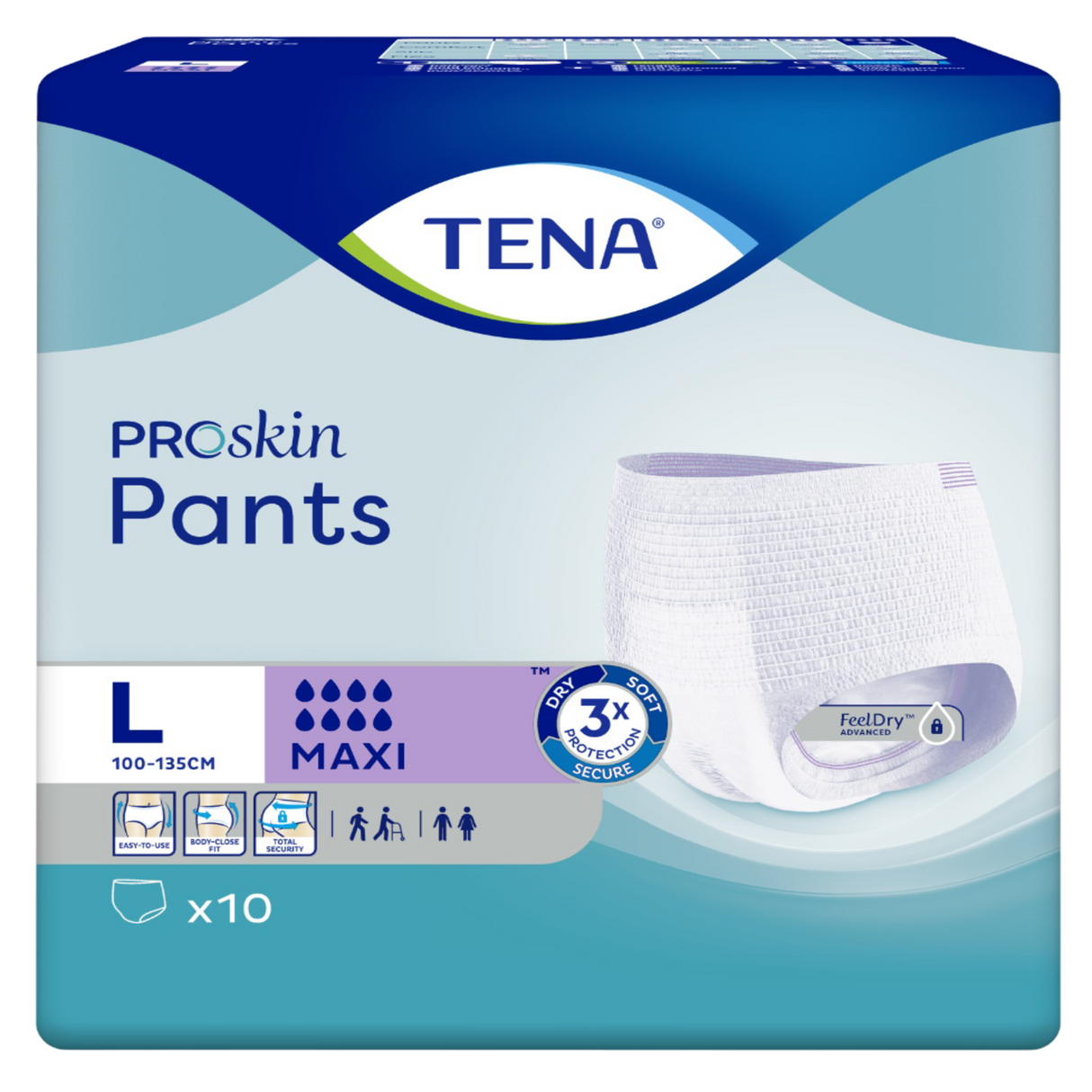 Présentation du produit Tena Pants Maxi L avec le packaging