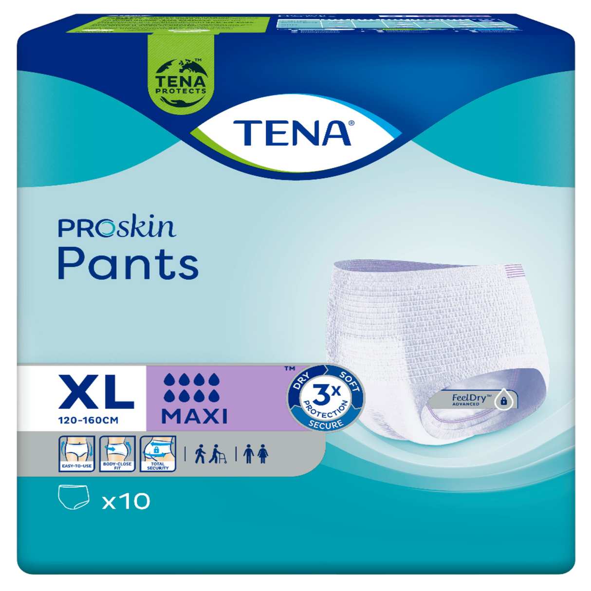 Présentation du produit Tena Pants Maxi XL avec le packaging
