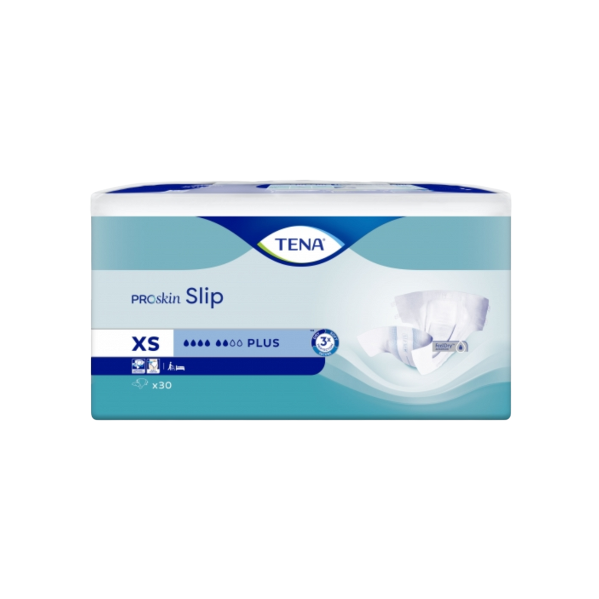 Présentation du produit Tena Slip Plus XS avec le packaging
