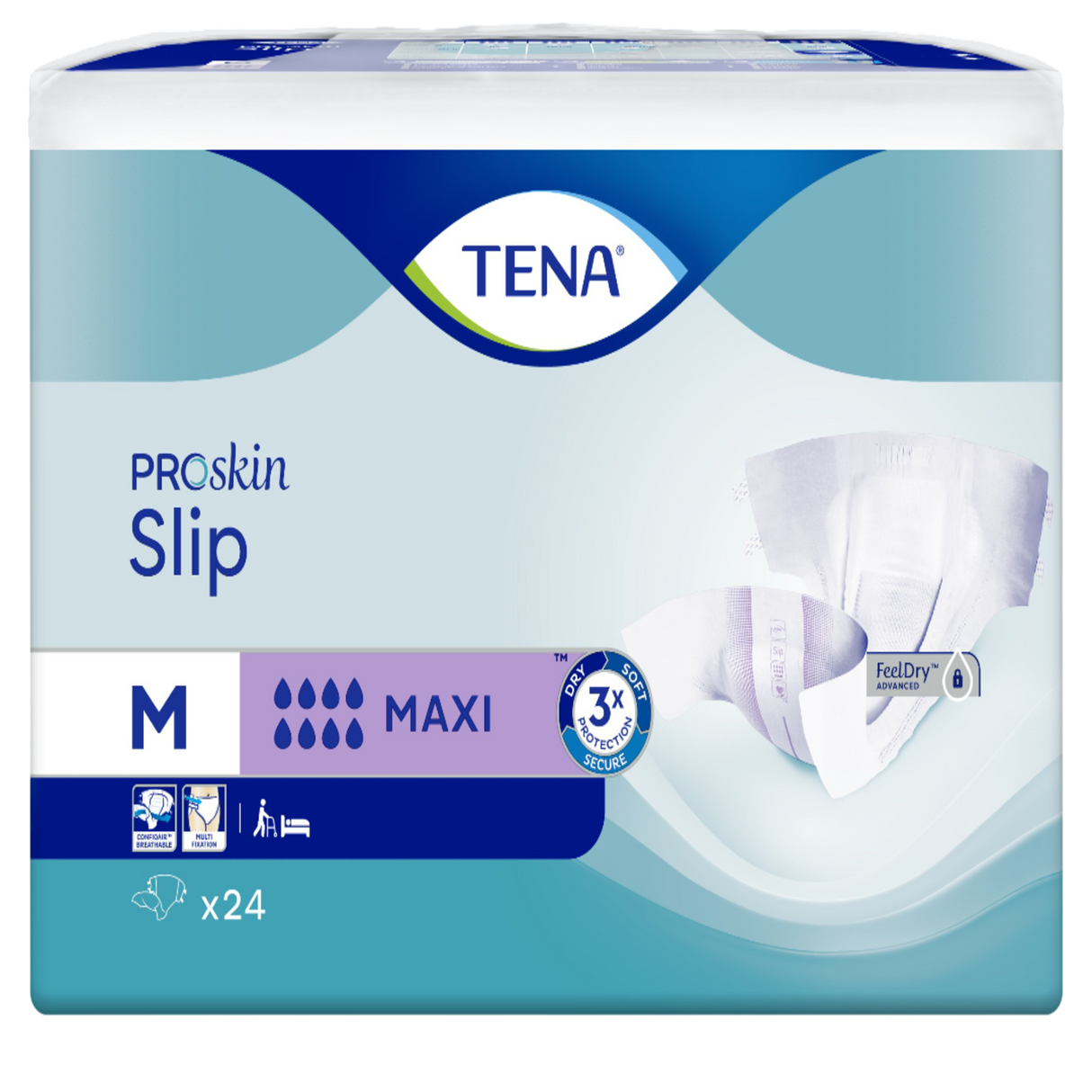 Présentation du produit Tena Slip Maxi M avec le packaging
