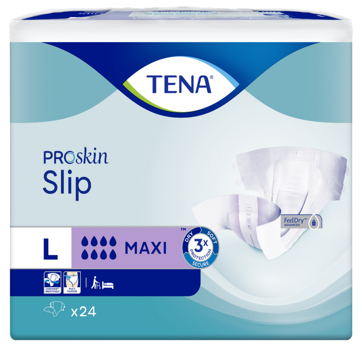 Présentation du produit Tena Slip Maxi L avec le packaging