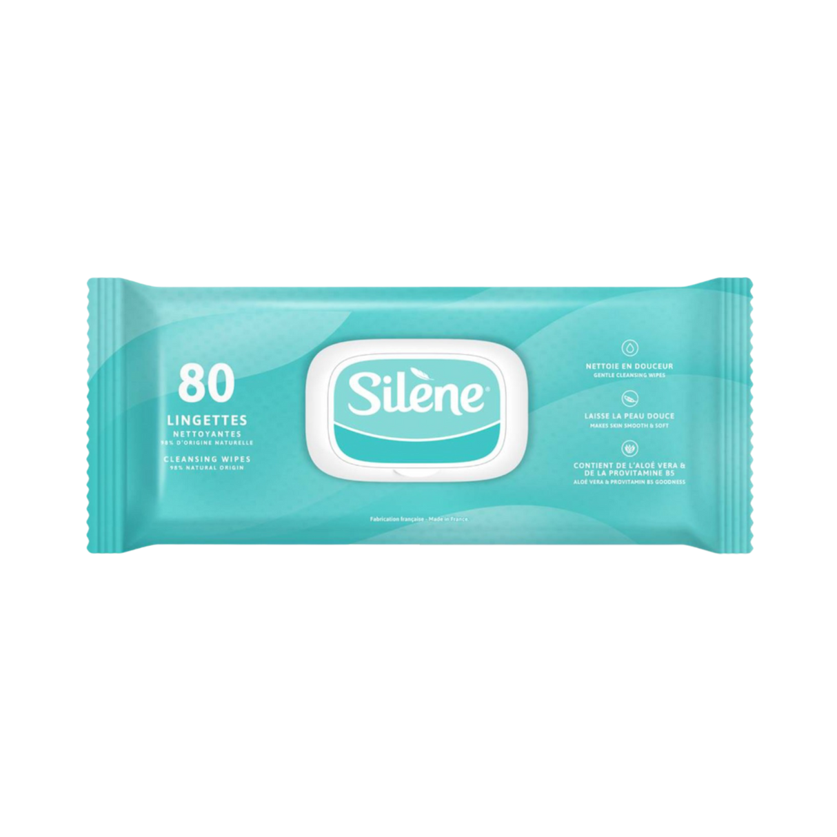 Présentation du produit Lingettes imprégnées Silène avec le packaging