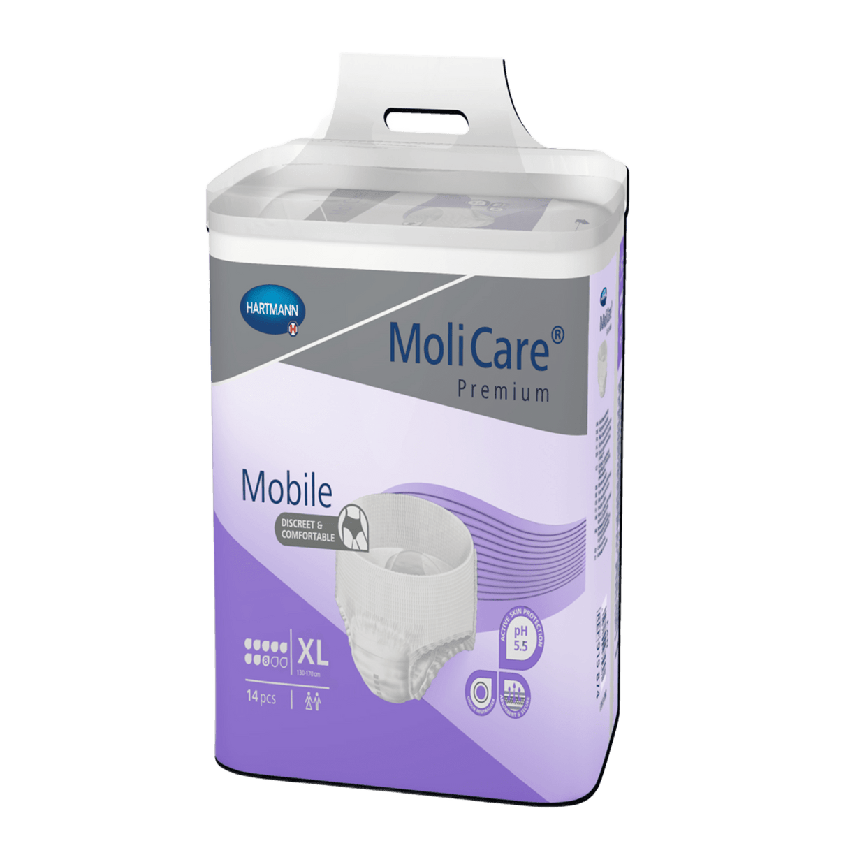 Présentation du produit MoliCare Mobile (8 gouttes) XL avec le packaging