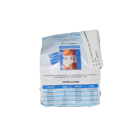 Présentation du produit Slip Culotte Imperméable PVC ouvrant(e) Doux Baby (XXL) avec le packaging