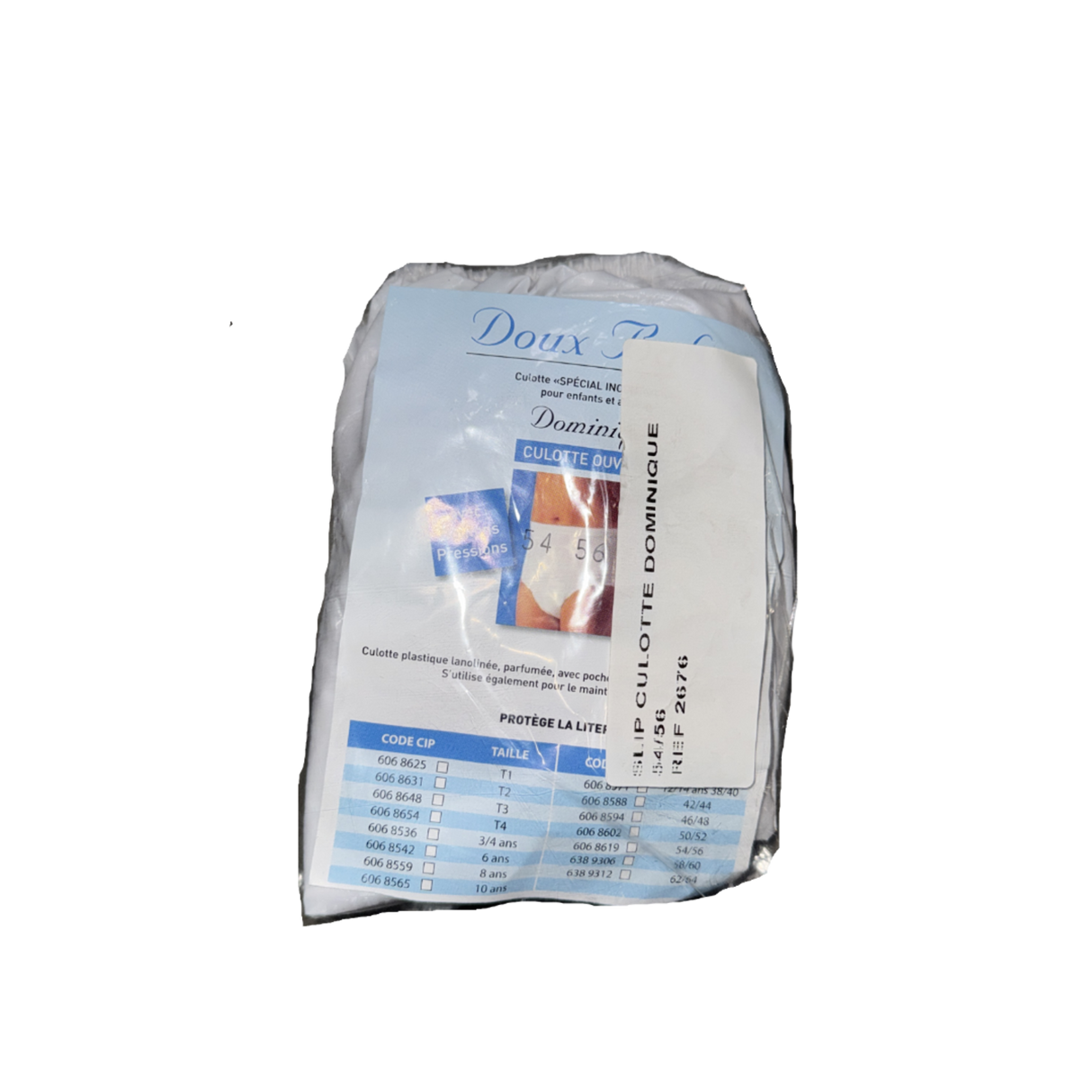 Présentation du produit Slip Culotte Imperméable PVC ouvrant(e) Doux Baby (3XL) avec le packaging