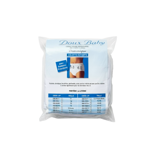 Présentation du produit Slip Culotte Imperméable PVC ouvrant(e) Doux Baby (4XL) avec le packaging
