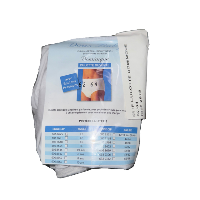 Présentation du produit Slip Culotte Imperméable PVC ouvrant(e) Doux Baby (5XL) avec le packaging