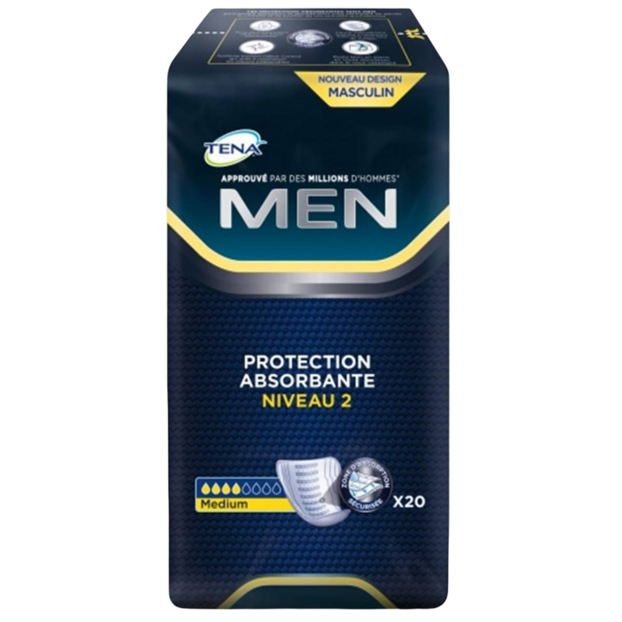 Présentation du produit Tena Men Active Fit Niveau 2 avec le packaging