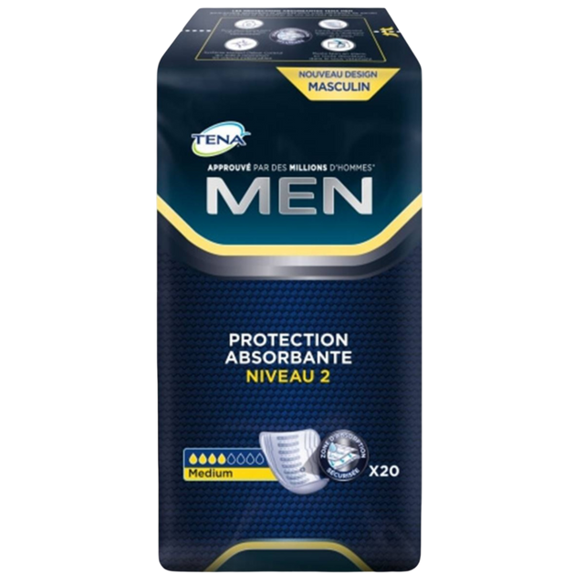 Présentation du produit Tena Men Active Fit Niveau 2 avec le packaging