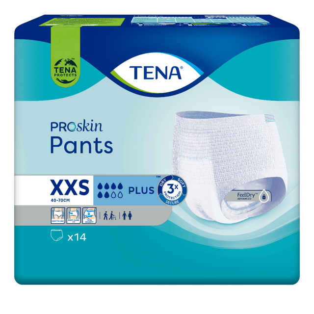 Présentation du produit Tena Pants Plus XXS avec le packaging