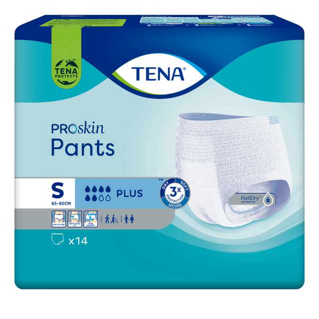 Présentation du produit Tena Pants Plus S avec le packaging