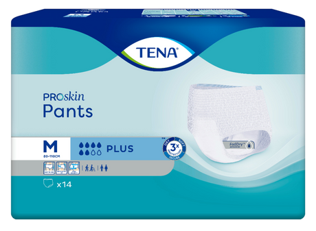 Présentation du produit Tena Pants Plus M avec le packaging