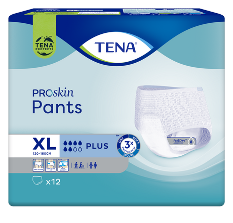 Présentation du produit Tena Pants Plus XL avec le packaging