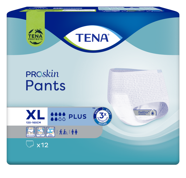 Présentation du produit Tena Pants Plus XL avec le packaging