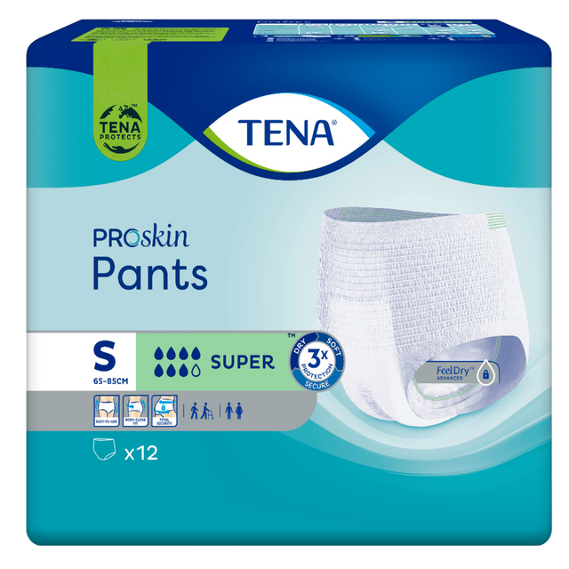 Présentation du produit Tena Pants Super S avec le packaging