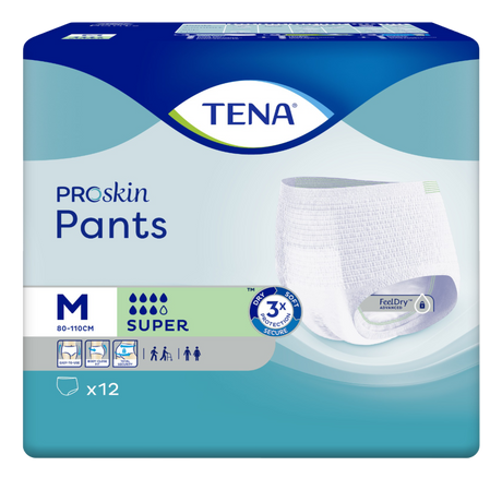 Présentation du produit Tena Pants Super M avec le packaging