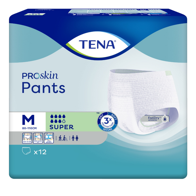 Présentation du produit Tena Pants Super M avec le packaging