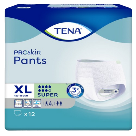 Présentation du produit Tena Pants Super XL avec le packaging