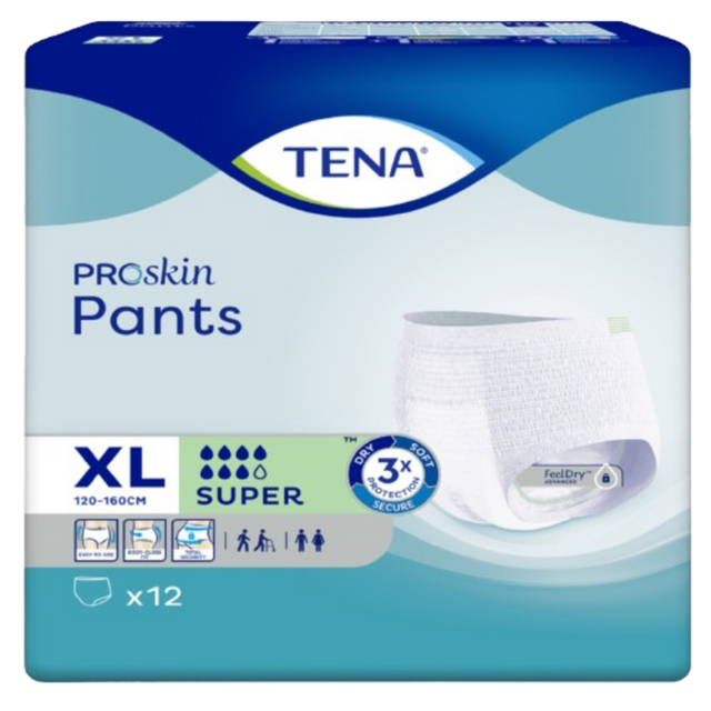 Présentation du produit Tena Pants Super XL avec le packaging