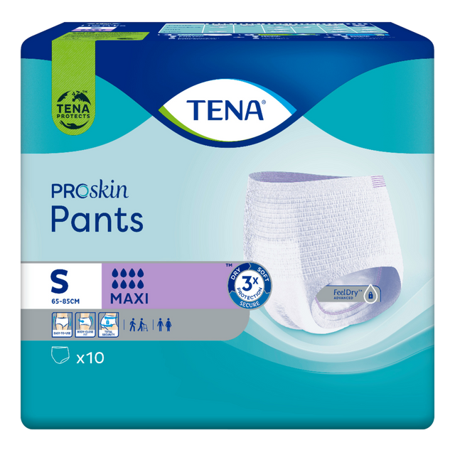 Présentation du produit Tena Pants Maxi S avec le packaging