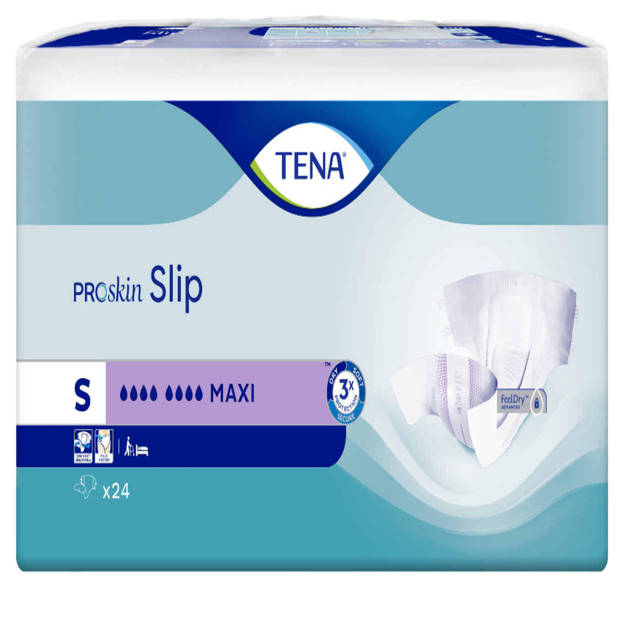 Présentation du produit Tena Slip Maxi S avec le packaging