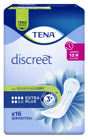 Présentation du produit Tena Discreet Extra Plus avec le packaging