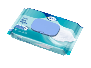 Présentation du produit Lingettes Tena Wet Wipe 3 en 1 avec le packaging