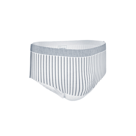 Présentation du produit Tena Men Premium Fit Rayé blanc gris L sans le packaging N°1