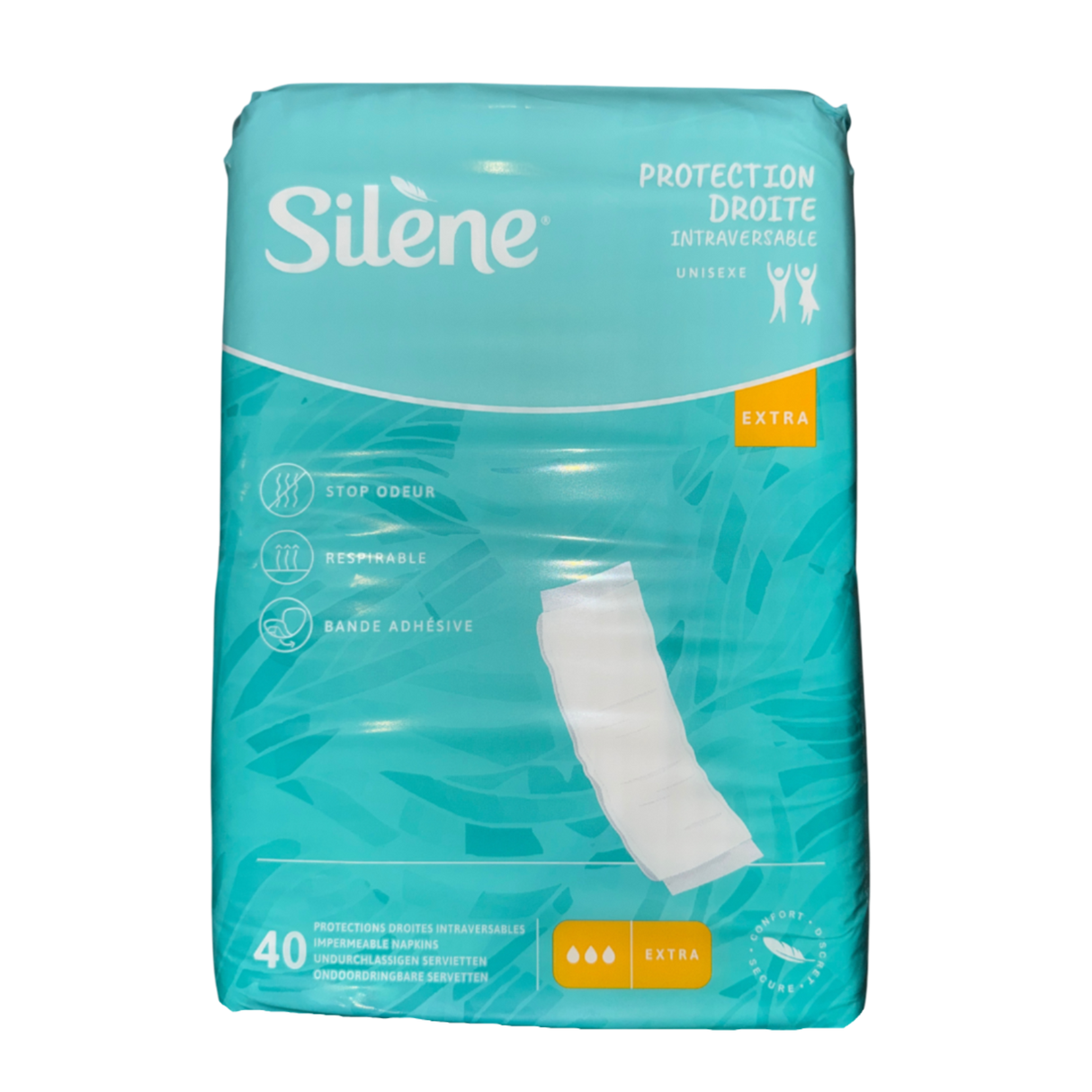 Présentation du produit Silène Protection Droite Intraversable Extra avec bande adhésive avec le packaging
