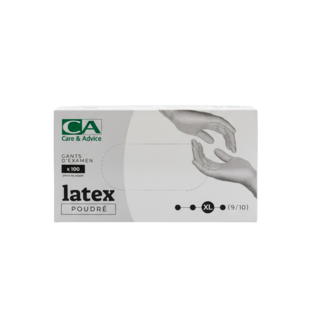 Présentation du produit Gants Latex poudrés CA Extra-Large (taille 9/10) avec le packaging