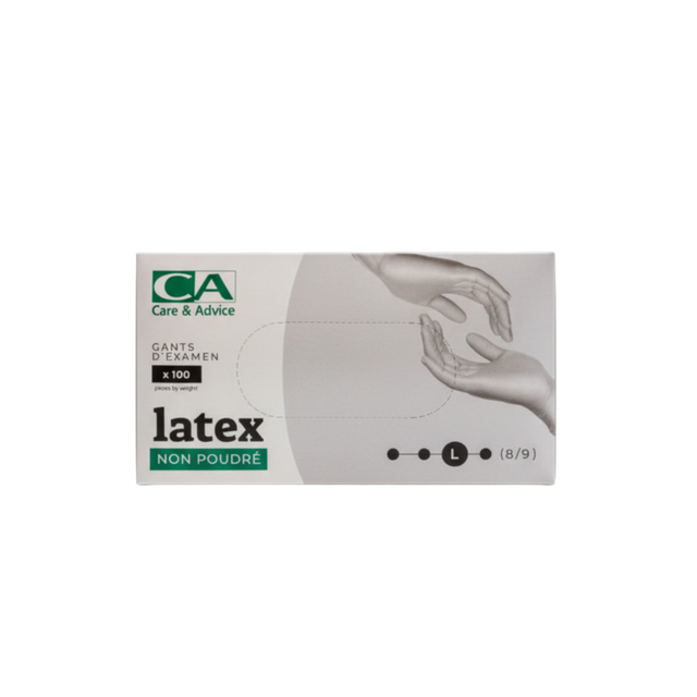 Présentation du produit Gants Latex non poudrés CA Large (taille 8/9) avec le packaging