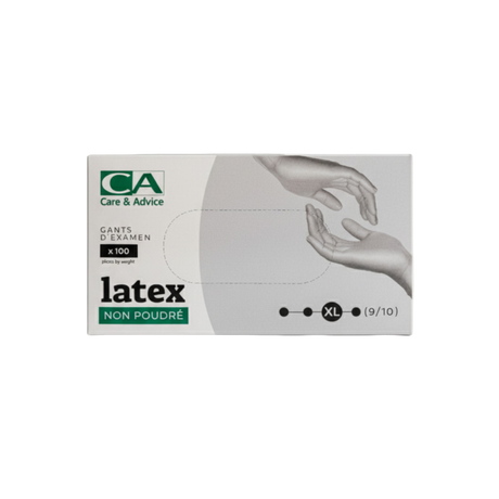 Présentation du produit Gants Latex non poudrés CA Extra-Large (taille 9/10) avec le packaging