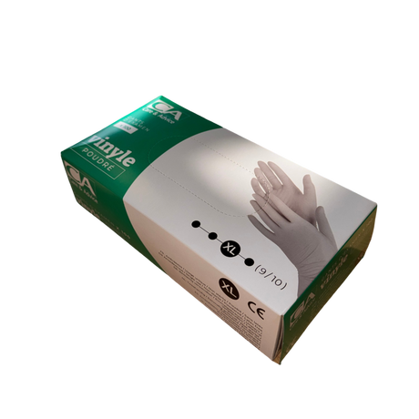Présentation du produit Gants Vinyle poudrés CA Extra-Large (taille 9/10) sans le packaging N°1