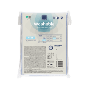 Présentation du produit Alèse Lavable Abena Washable 75 x 85 cm bordable (avec rabat) avec le packaging