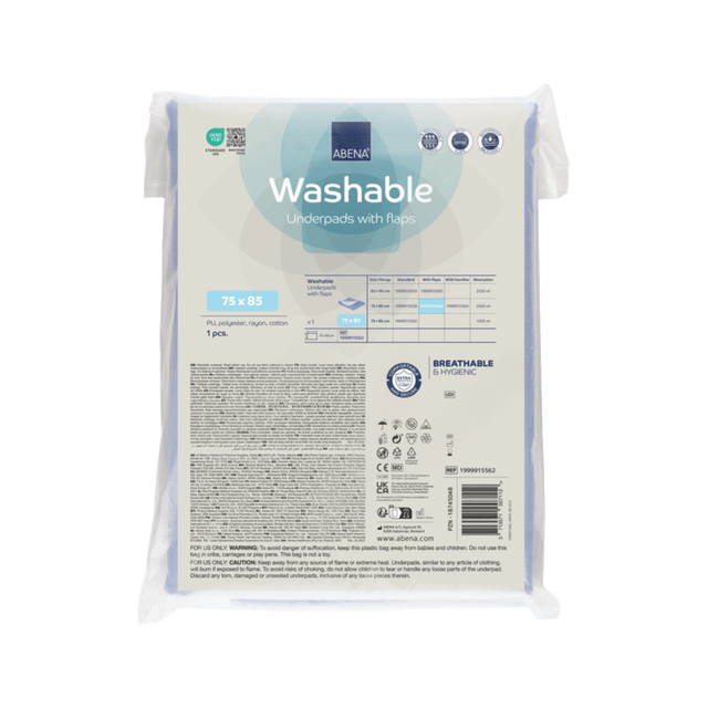 Présentation du produit Alèse Lavable Abena Washable 75 x 85 cm bordable (avec rabat) avec le packaging