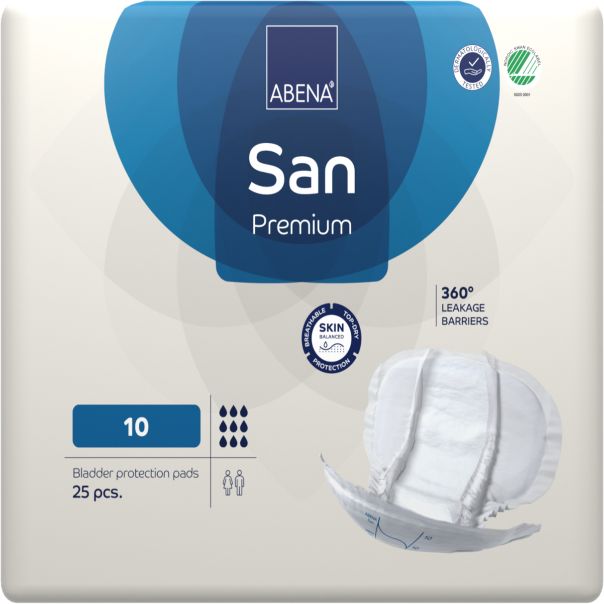 Présentation du produit Abena San 10 Premium avec le packaging