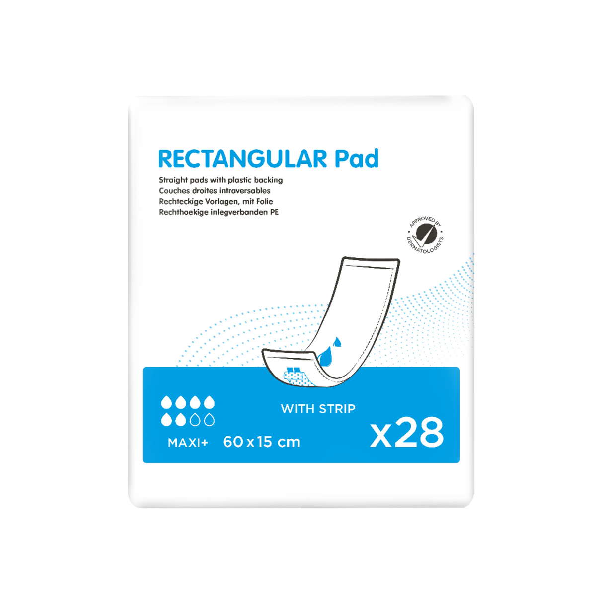 Présentation du produit ID Rectangular Pad Intraversable avec bande adhésive avec le packaging