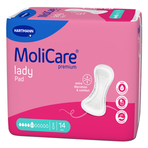 Présentation du produit MoliCare Lady pad (4,5 gouttes) avec le packaging