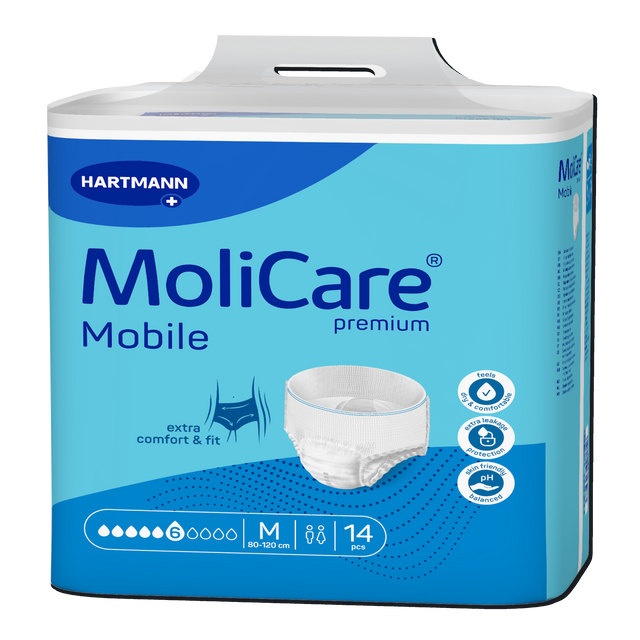 Présentation du produit MoliCare Mobile (6 gouttes) M avec le packaging