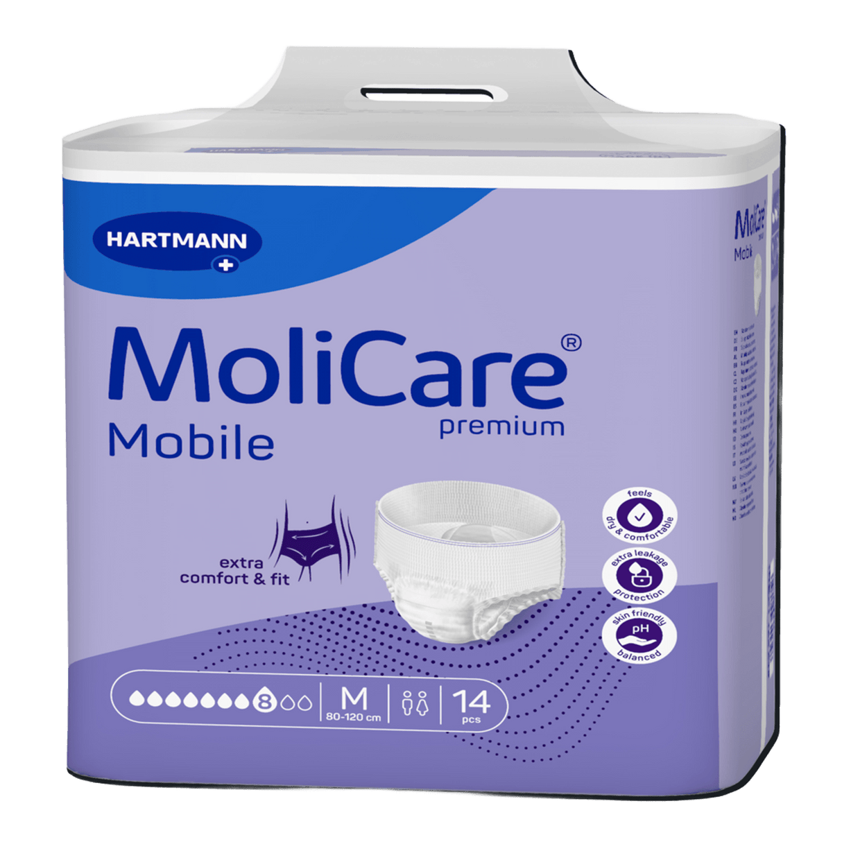 Présentation du produit MoliCare Mobile (8 gouttes) M avec le packaging
