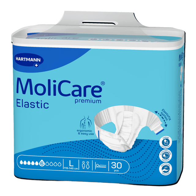 Présentation du produit MoliCare Premium Elastic (6 gouttes) L avec le packaging