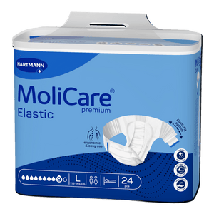 Présentation du produit MoliCare Premium Elastic (9 gouttes) L avec le packaging