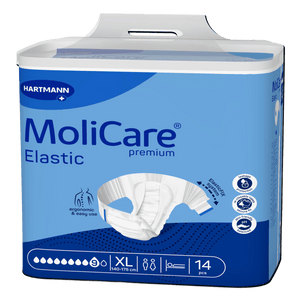 Présentation du produit MoliCare Premium Elastic (9 gouttes) XL avec le packaging