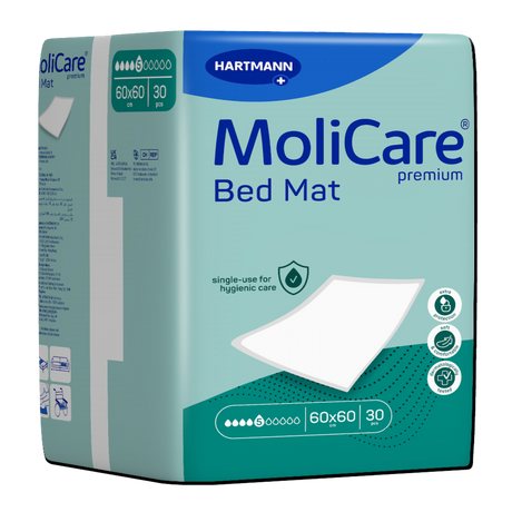 Présentation du produit Molicare Premium Bed Mat (5 gouttes) avec le packaging