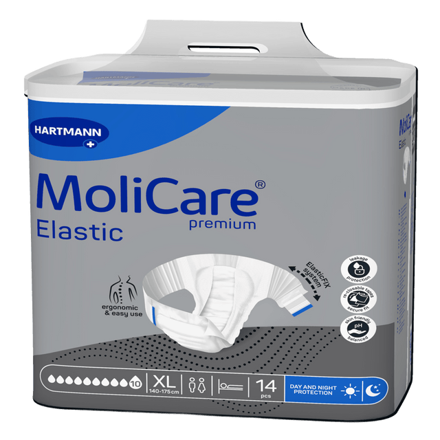 Présentation du produit MoliCare Premium Elastic (10 gouttes) XL avec le packaging