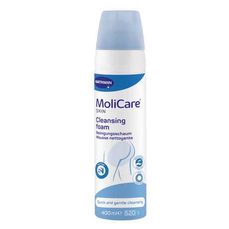 Présentation du produit Mousse nettoyante MoliCare Skin avec le packaging