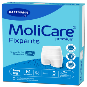Présentation du produit Slips de maintien Molicare Fixpants M, avec le packaging