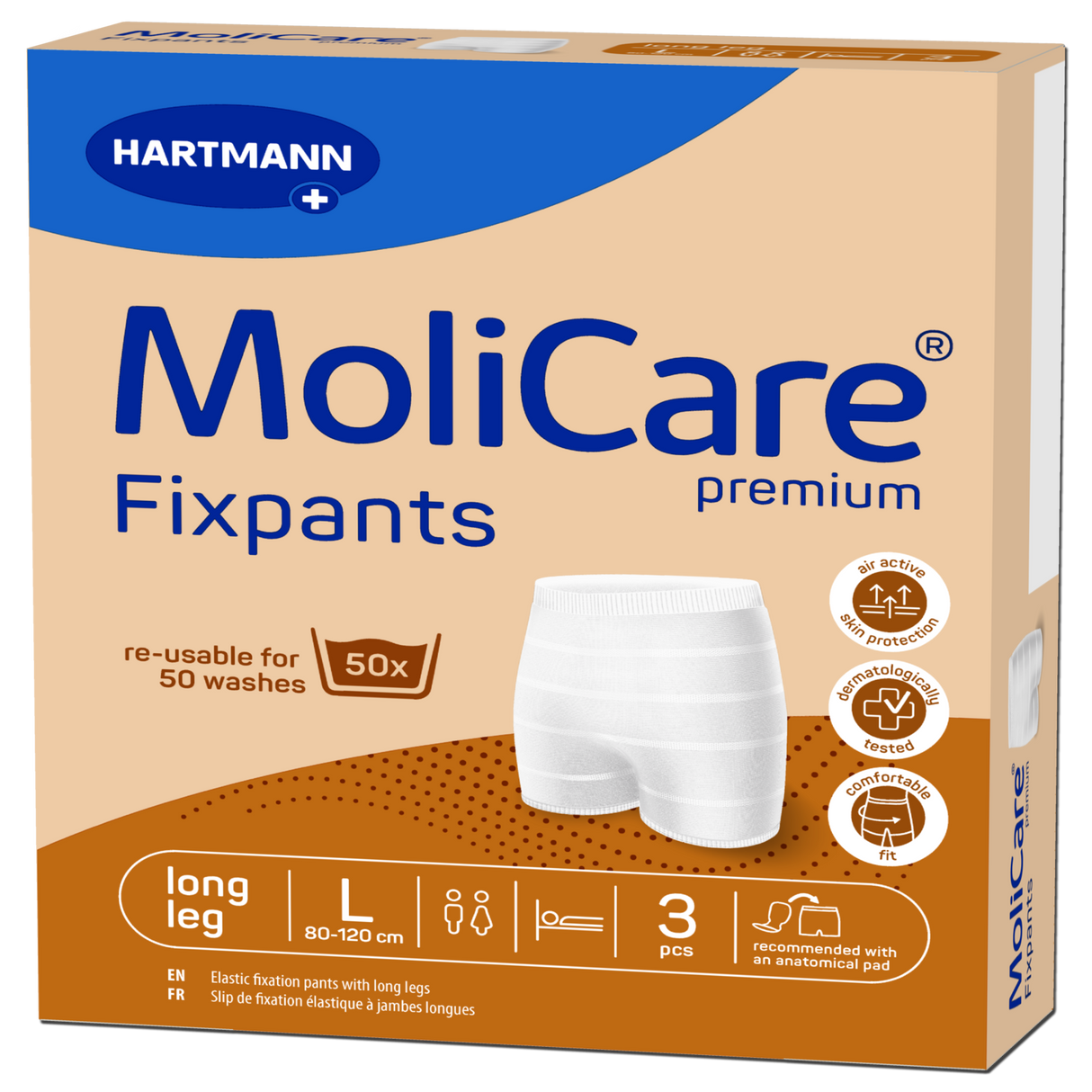 Présentation du produit Slips de maintien Molicare Fixpants L avec le packaging